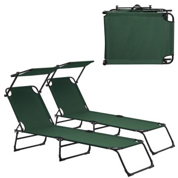 Set di 2 Lettini Prendisole Lomeda Pieghevole - Verde Scuro casa.pro