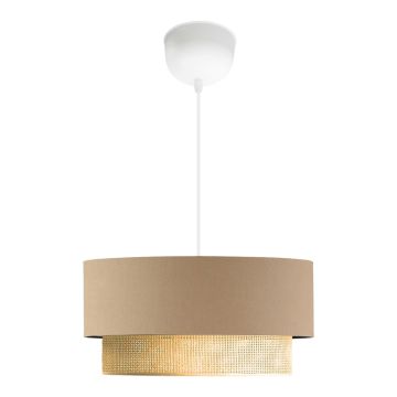 Lampada a Sospensione 'Loughborough' Lampada da Soffitto con Paralume a Doppio Cilindro Lampadario con Abat-jour in Tessuto - Beige / Giallo - lux.pro 