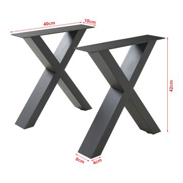 Set di 2 Gambe a Forma di X Maribo per Mobili 'Fai da Te' - Altezza 42 cm - Acciaio Nero [en.casa] 