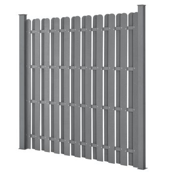 [neu.holz] Steccato per Giardino Staccionata Recinzione Pannello WPC Legno Composito Set di 5 Pezzi 11 Doghe 185 x 932 cm Grigio