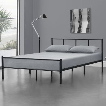 Struttura Letto in Metallo con Testiera e Pediera 160/180 x 200 cm Letto Matrimoniale - Nero