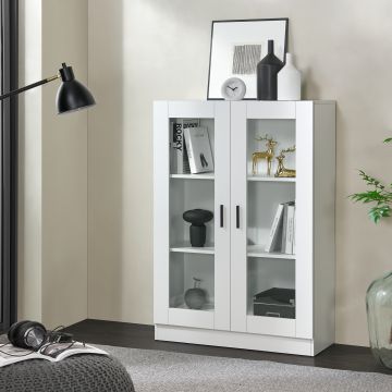 Mobile Vetrinetta Sorø Libreria a 2 Ante 115 x 80 x 31 cm Bianco [en.casa] 