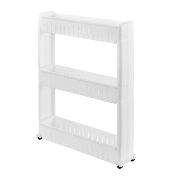 [en.casa] Scaffale portaoggetti con ruote 72 x 12 x 54,5 cm bianco carello da bagno o cucina