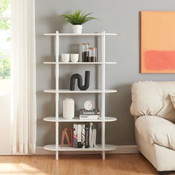 Scaffale da Terra Øvre Libreria con 5 Ripiani - Bianco [en.casa]