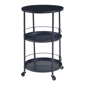 Carrello Portavivande Munkedal con 3 Ripiani Rotondi 75 x 45 cm Metallo Nero [en.casa]