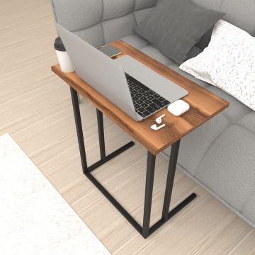 Tavolino Laterale 'Högsby' Tavolino Basso con Piano di Appoggio per Notebook Consolle da Divano - Effetto Rovere Noce [en.casa] 