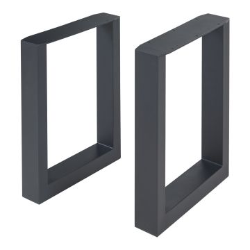 Set di 2 Gambe Rettangolari Makers per Mobili Fai da Te 43 x 30 cm Acciaio Nero [en.casa] 