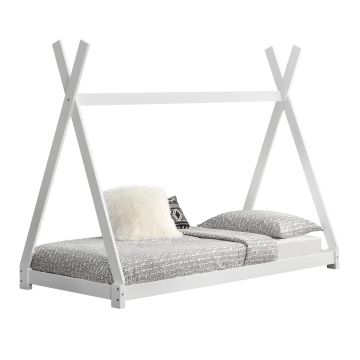 Letto per Cameretta Onejda a Forma di Capanna 90 x 200 cm Bianco [en.casa]