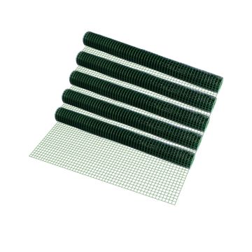 [pro.tec] 5 rulli filo metallico (4-angoli)(1m x 5m) (verde) filo voliera rete per recinzione 25m 