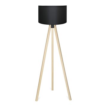 Lampada da Terra 'Newport' - Altezza 140 cm - Piantana Tripode Lampada a Treppiedi con Paralume in PVC / Tessuto - Nero - lux.pro