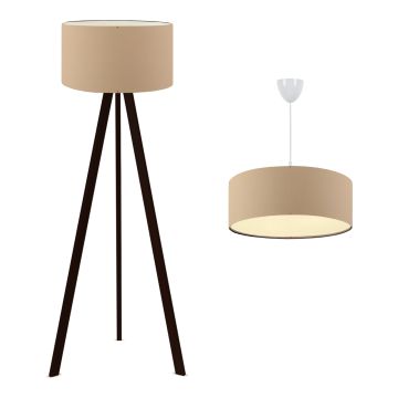 Set di 2 Lampade 'Scunthorpe' Composto di 1 Piantana - Lampada da Terra e 1 Lampadario - Lampada a Sospensione con Paralumi di Forma Cilindrica in Tessuto - Vari Colori - lux.pro 