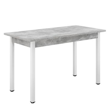 Tavolo da Pranzo Rettangolare 120 x 60 cm con Gambe in Acciaio Tavolo da Cucina fino a 4 Posti in Design Moderno - Effetto Cemento / Bianco