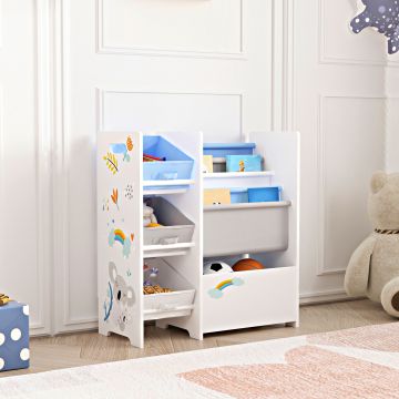 Scaffale 'Vimianzo' per Cameretta con Cassetti Pieghevoli e Contenitori Libri - Decorazione Koala [en.casa] 