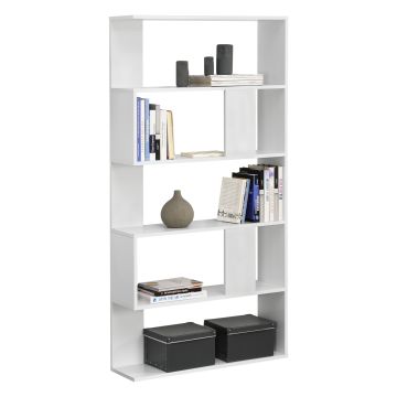 Libreria a 5 Ripiani 159 x 80 x 23,5 cm Scaffale in Design Moderno Mobile Divisorio Portaoggetti / Organizzatore per Soggiorno - Bianco