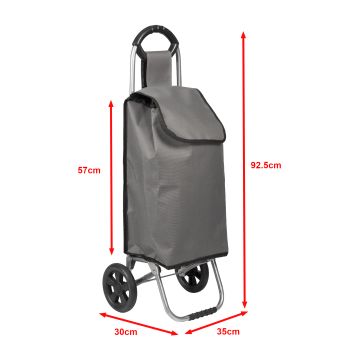 Trolley Portaspesa 'Nørre' Carrello da Spesa Portapacchi a 2 Ruote Telaio Pieghevole Borsa Impermeabile Rimovibile 36 L 30 kg - Grigio Scuro / Nero [en.casa] 