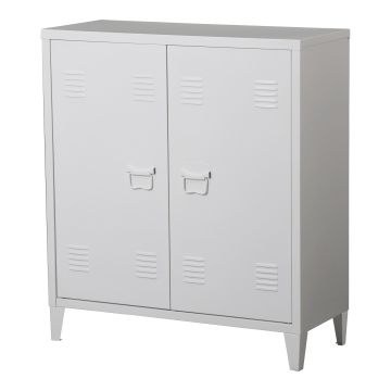 Armadietto da Ufficio Oripää in Acciaio 90 x 80 x 33 cm Bianco [en.casa] 