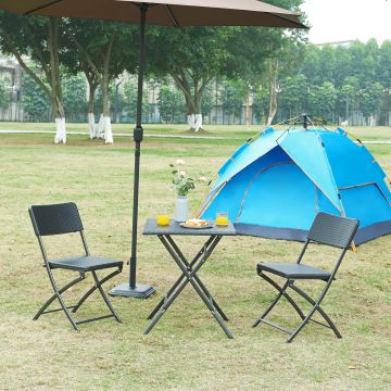 Tavolo da Picnic Mark Pieghevole 61,5 x 61,5 x 73 cm Nero Effetto Rattan pro.tec 